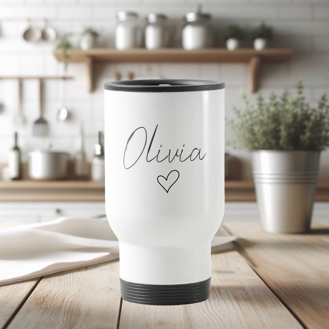 Personalized Girly Travel Mug with Name & Heart  (Creator Uploaded)