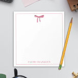 Personalized girly watercolor pink bow  notepad<br><div class="desc">Personalized girly watercolor pink bow Notepad .   

This Personalized girly watercolor pink bow Notepad  can be customized with a name for a perfect gift.</div>