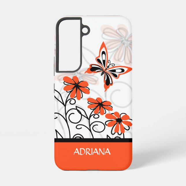 Personalized Girly whimsical butterfly floral Samsung Galaxy Case (Back)