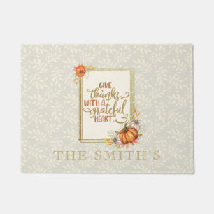 Personalized Give Thanks Pumpkin Frame Doormat