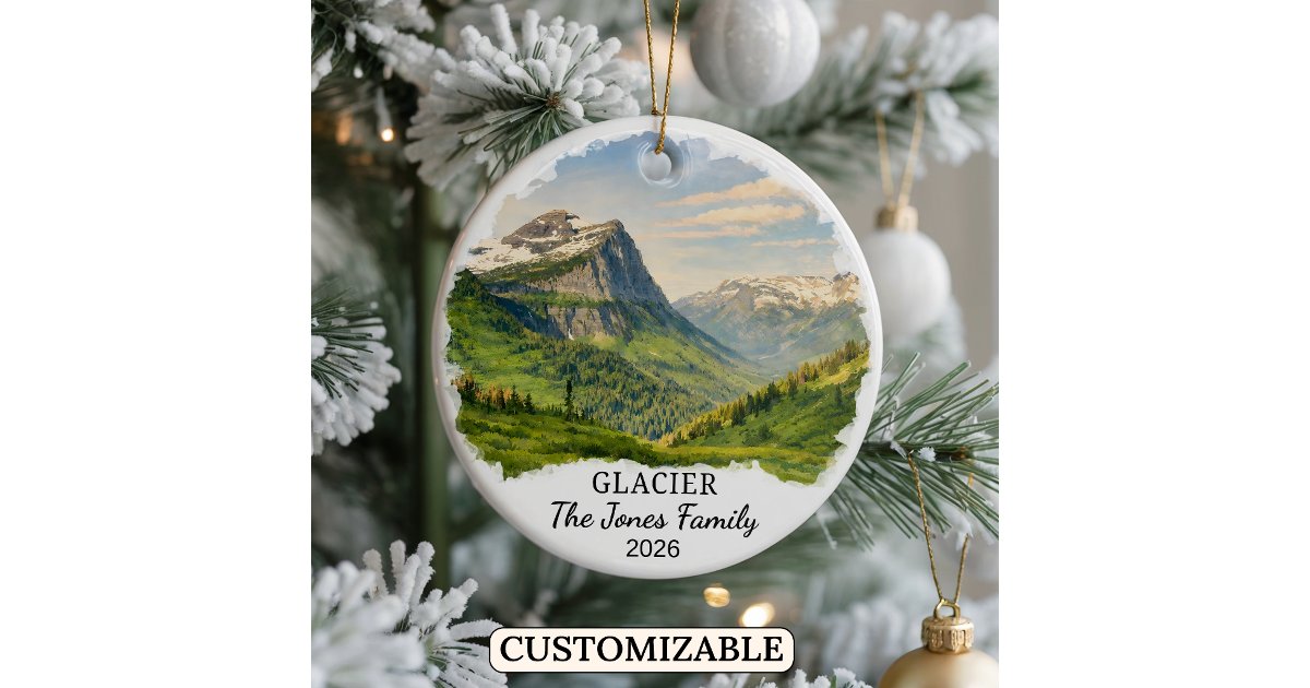 Personalized Glacier National Park, Custom Montana Ceramic Ornament ...