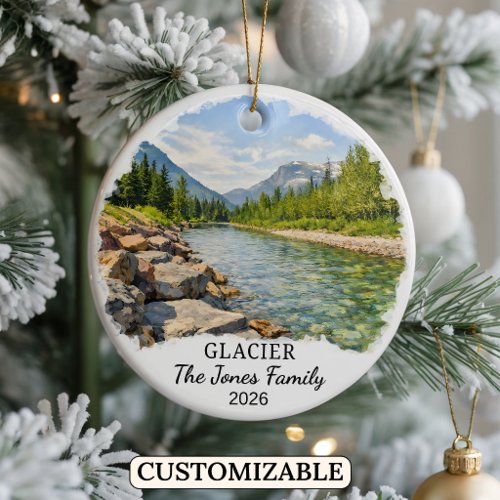 Personalized Glacier National Park, Custom Montana Ceramic Ornament