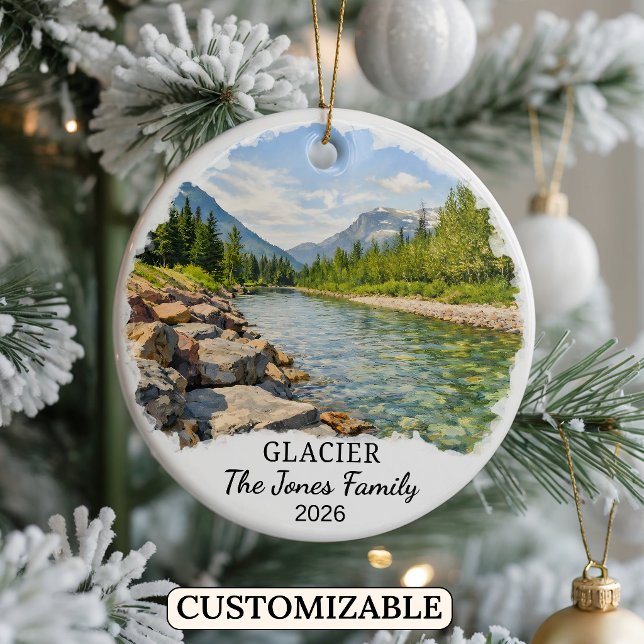 Personalized Glacier National Park, Custom Montana Ceramic Ornament (Creator Uploaded)