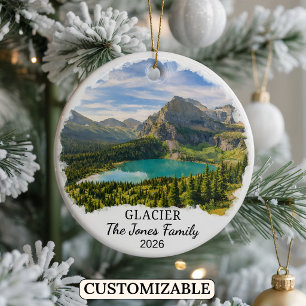 Personalized Glacier National Park, Custom Montana Ceramic Ornament