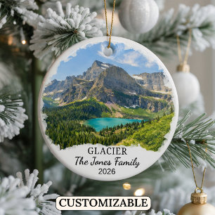 Personalized Glacier National Park, Custom Montana Ceramic Ornament