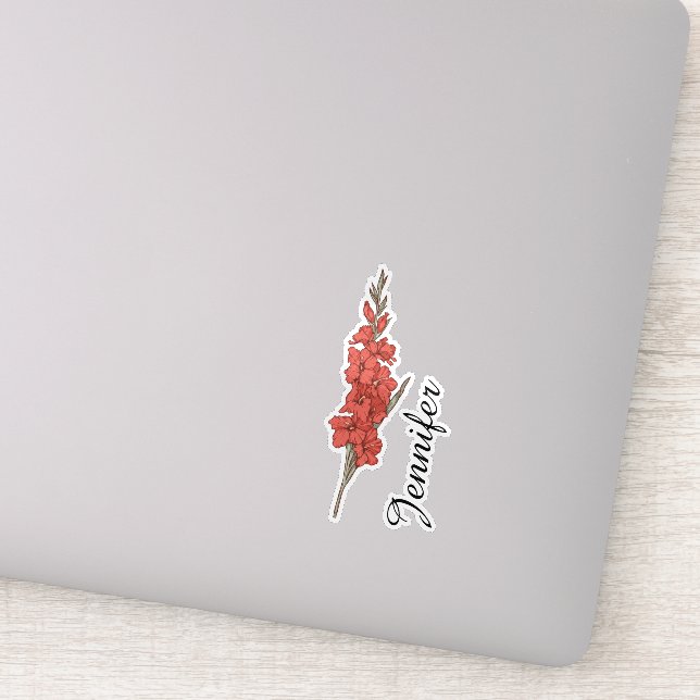 Personalized Gladiolus Floral Name Botanical Sticker (Detail)