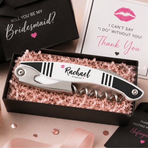 Personalized Glam Bridesmaid Corkscrew Wine Opener