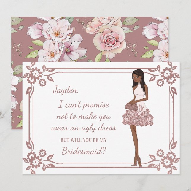 Personalized Glam Girl Bridesmaid Proposal Invitation (Front/Back)