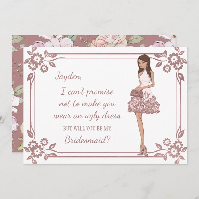 Personalized Glam Girl Bridesmaid Proposal Invitation (Front/Back)