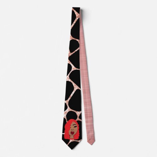 Personalized Glam Girls Black And Rose Gold Fancy  Neck Tie