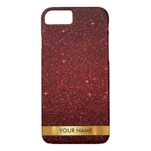 Personalized Glam Gold Red Carpet Velvet Glitter iPhone 8/7 Case