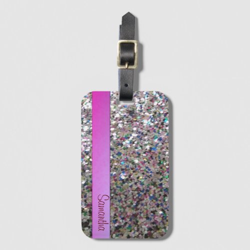 Personalized Glam Sparks Glitter Luggage Tag