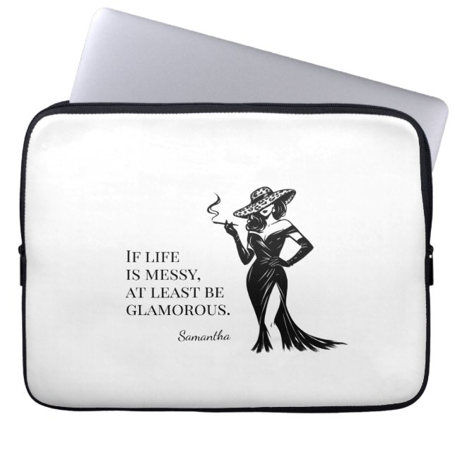 Personalized Glam Style Quote Design  Laptop Sleeve (Front)