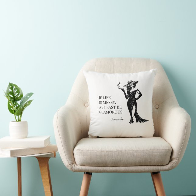 Personalized Glam Style Quote Design  Throw Pillow (Chair)
