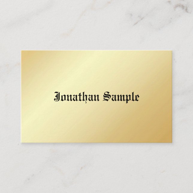 Personalized Glamorous Faux Gold Old Text Template Business Card (Front)
