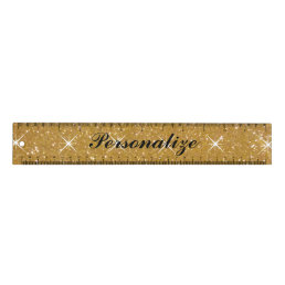 Personalized glamorous gold glitter 12 inch ruler