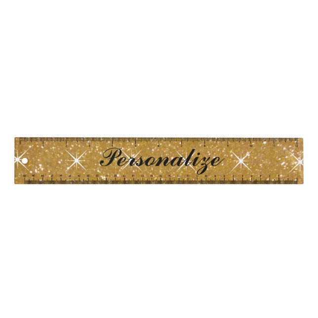 Personalized glamorous gold glitter 12 inch ruler (Front)