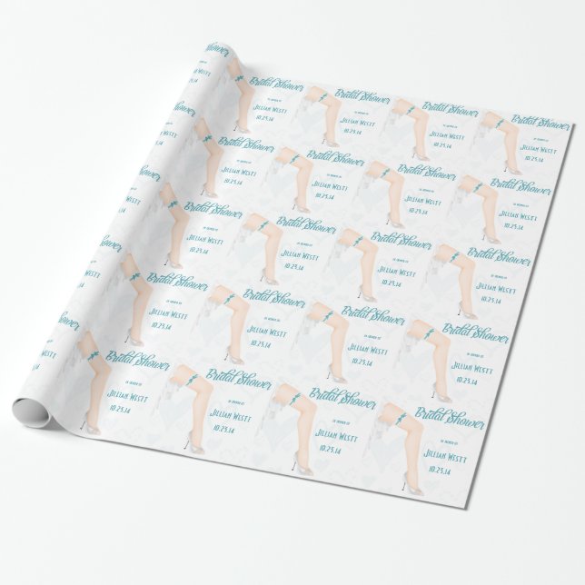Personalized Glamour Bride Wedding Shower Wrap Wrapping Paper (Unrolled)