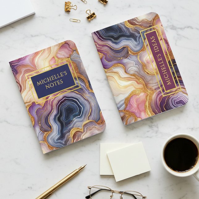Personalized Glamour Marble Gold Foil Notebook Set (Creator Uploaded)