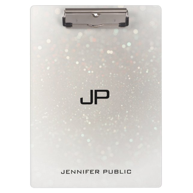 Personalized Glamour Monogram Elegant Template Clipboard (Front)