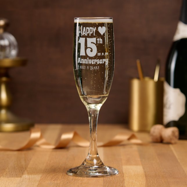 Personalized Glass 15th Wedding Anniversary Gift (Party)