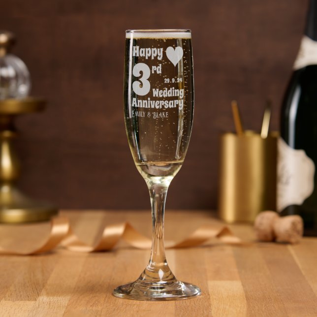 Personalized Glass 3rd Wedding Anniversary Gift (Party)