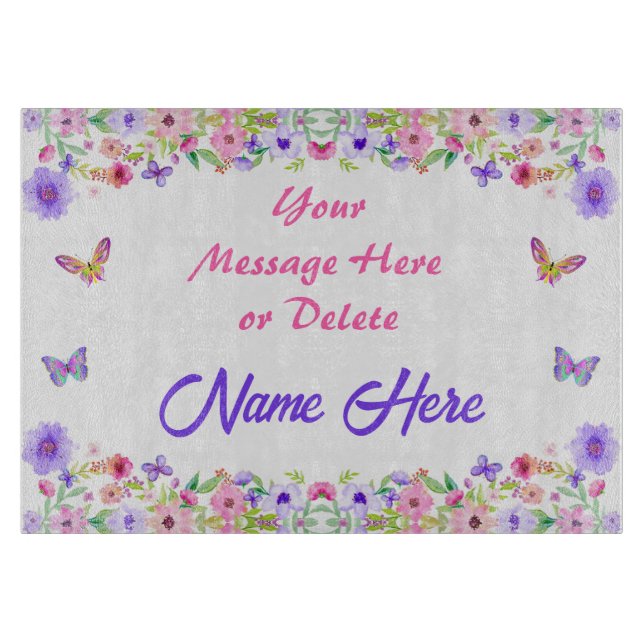 Personalized Glass Cutting Boards for Mom, Grandma (Front)