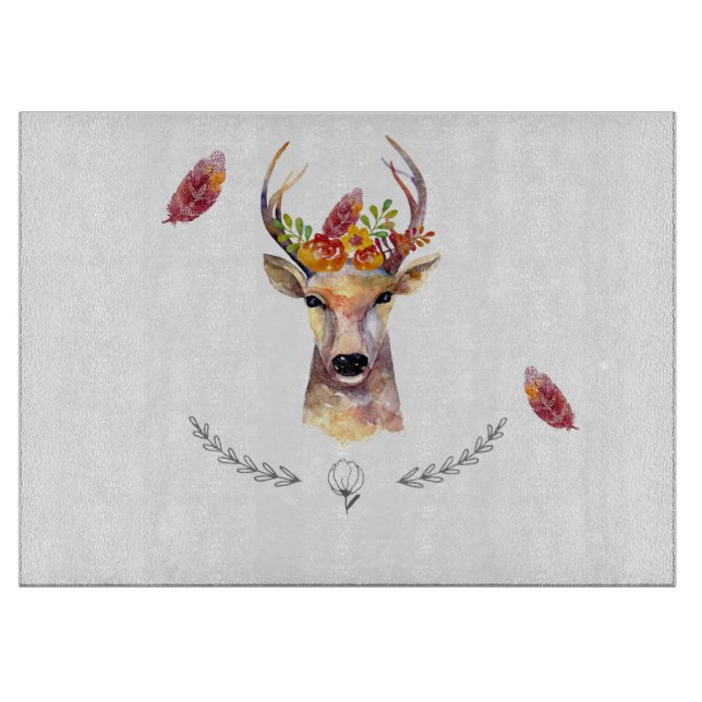 Personalized Glass Cutting boho deer Buck Head Bro Board (Front)