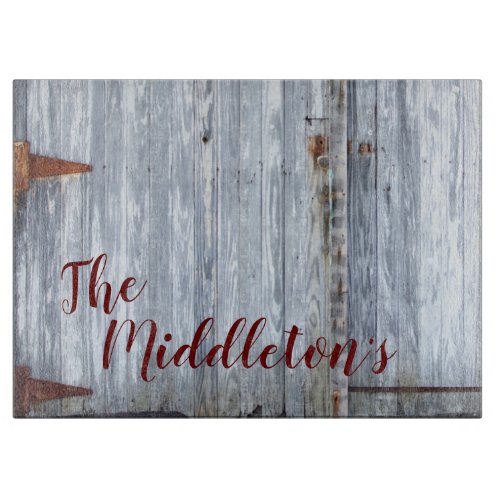 Personalized Glass Cutting White Wash Wood Barn Do Cutting Board