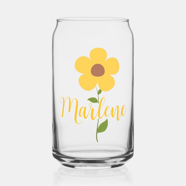 Personalized glass in the shape of a can, floral  (Front)
