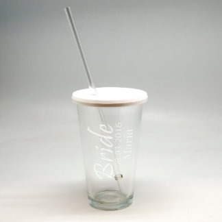 Personalized Glass Sand Etched Bride Go Cup