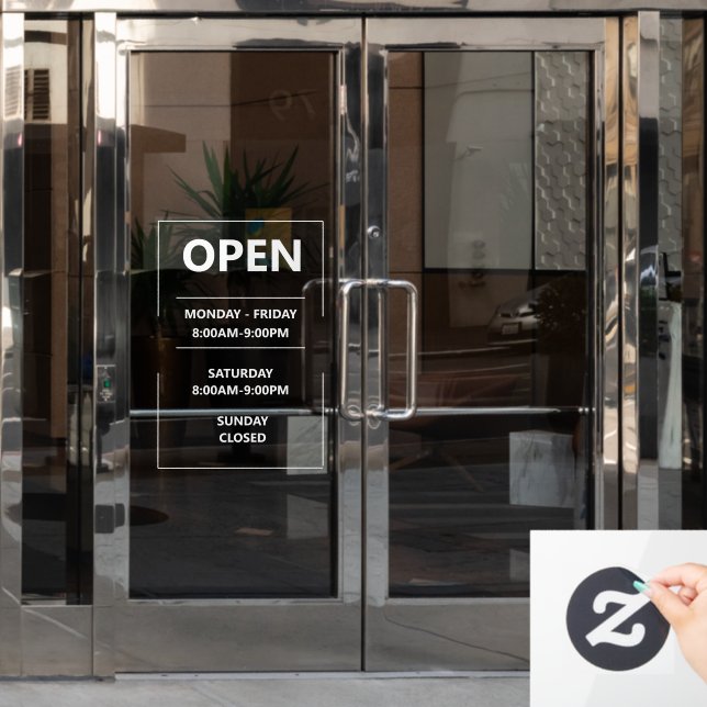 Personalized glass window opening hours Business  Cling (Office Door)