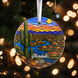 Personalized Glendale, Arizona, Stained Glass Ornament