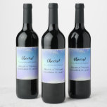 Personalized Glitter Blue Purple Wedding Wine Label