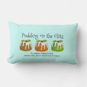 Personalized Glitter Christmas Pudding Lumbar Pillow