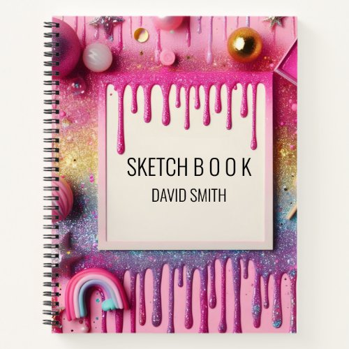 Personalized glitter drips notebook