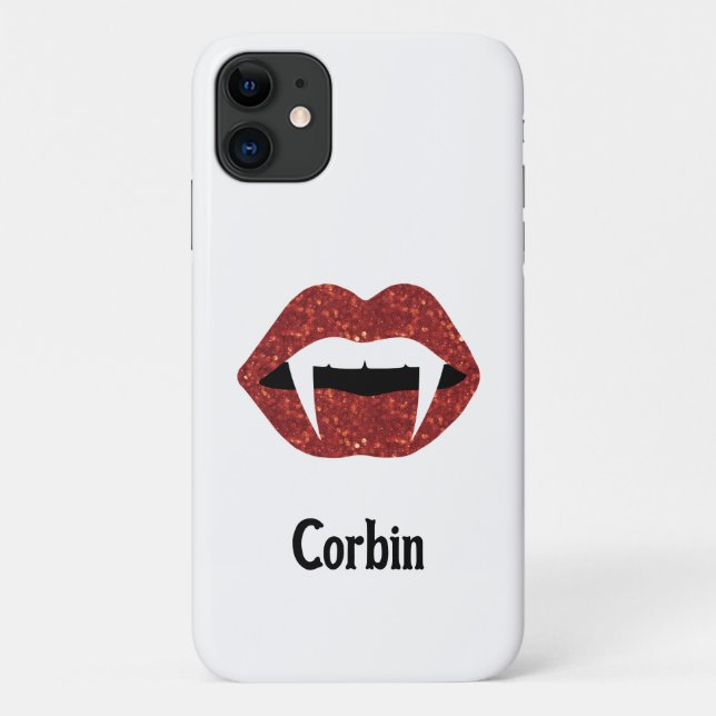 Personalized  Glitter Fangs Halloween - red lips Case-Mate iPhone Case (Back)