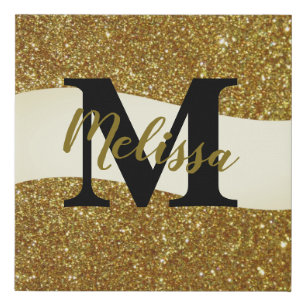 Personalized glitter  faux canvas print