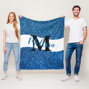 Personalized glitter fleece blanket