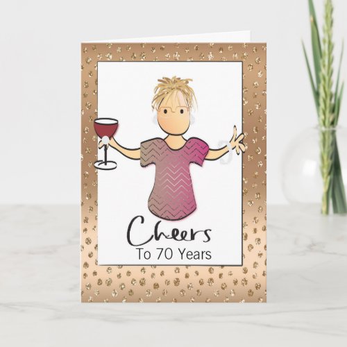 Personalized Glitter Glam 70 Birthday Card for Her