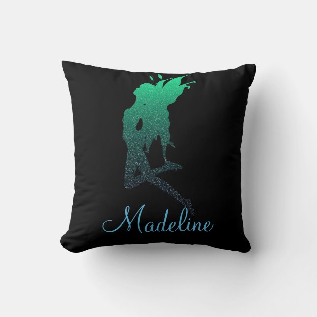 Personalized Glitter Magical Fairy Throw Pillow (Front)