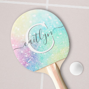 Personalized Glitter Pastel Bokeh Pattern Ping Pong Paddle