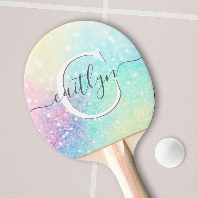 Personalized Glitter Pastel Bokeh Pattern Ping Pong Paddle (Creator Uploaded)