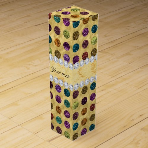Personalized Glitter Polka Dots Diamonds Wine Gift Box