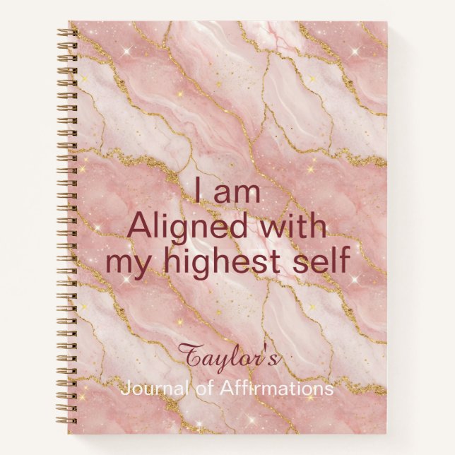Personalized Glitter Positive Quotes Journal (Front)