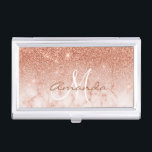 Personalized Glitter Rose Gold Marble Monogram Business Card Case<br><div class="desc">This design was created though digital art. It may be personalized in the area provided or customizing by choosing the click to customize further option and changing the name, initials or words. You may also change the text color and style or delete the text for an image only design. Contact...</div>