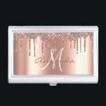 Personalized Glitter Rose Gold Trendy Monogram Business Card Case<br><div class="desc">This design was created though digital art. It may be personalized in the area provided or customizing by choosing the click to customize further option and changing the name, initials or words. You may also change the text color and style or delete the text for an image only design. Contact...</div>