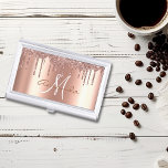 Personalized Glitter Rose Gold Trendy Monogram Business Card Case<br><div class="desc">This design was created though digital art. It may be personalized in the area provided or customizing by choosing the click to customize further option and changing the name, initials or words. You may also change the text color and style or delete the text for an image only design. Contact...</div>