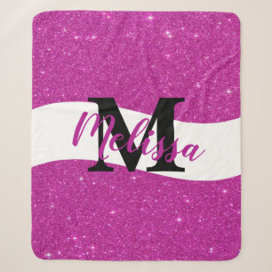 Personalized glitter sherpa blanket