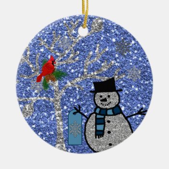 Personalized Glitter Snowman Ornament by PersonalCustom at Zazzle
